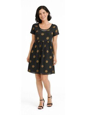 2/$30 New Black Friday XS Black & Gold Scorpion Print Dress Sheer Overlay Lined